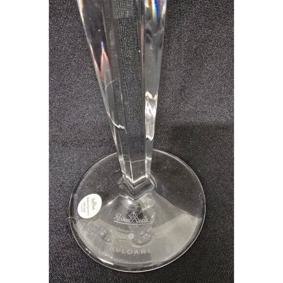 Pair of Rosenthal Bvlgari Hand Blown Clear Glass Candle Holders, 8.75" High - Picture 3 of 7
